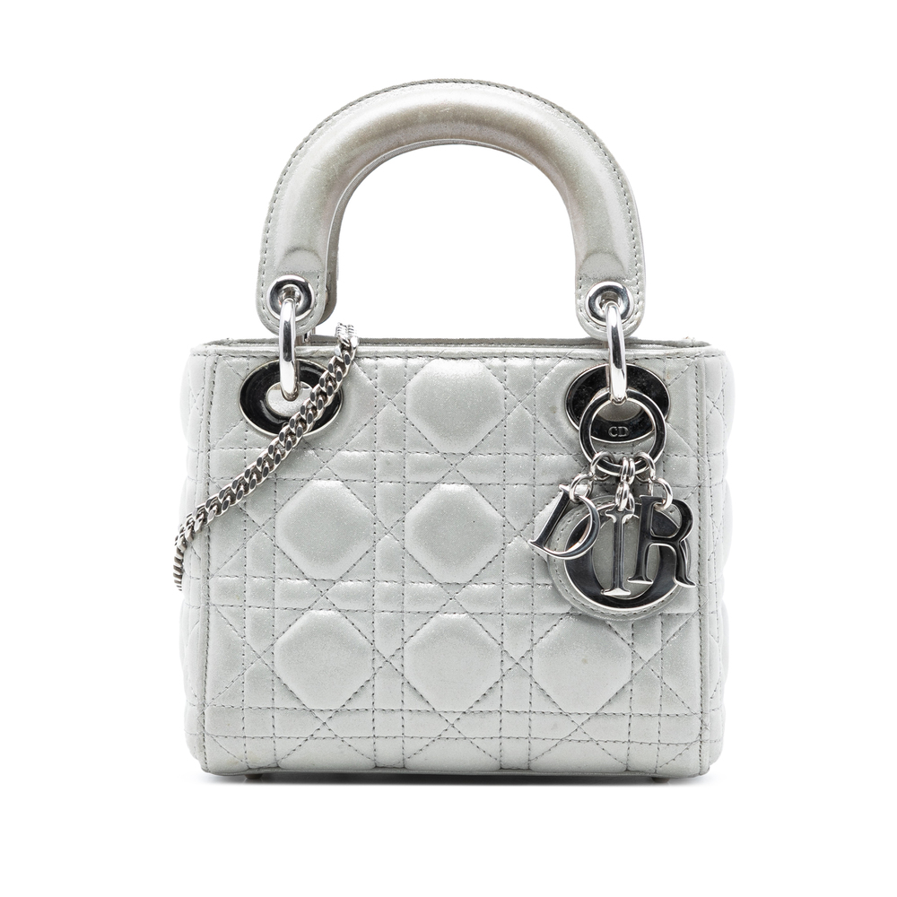 Pre-Loved Dior Mini Iridescent Lambskin Cannage Lady Dior